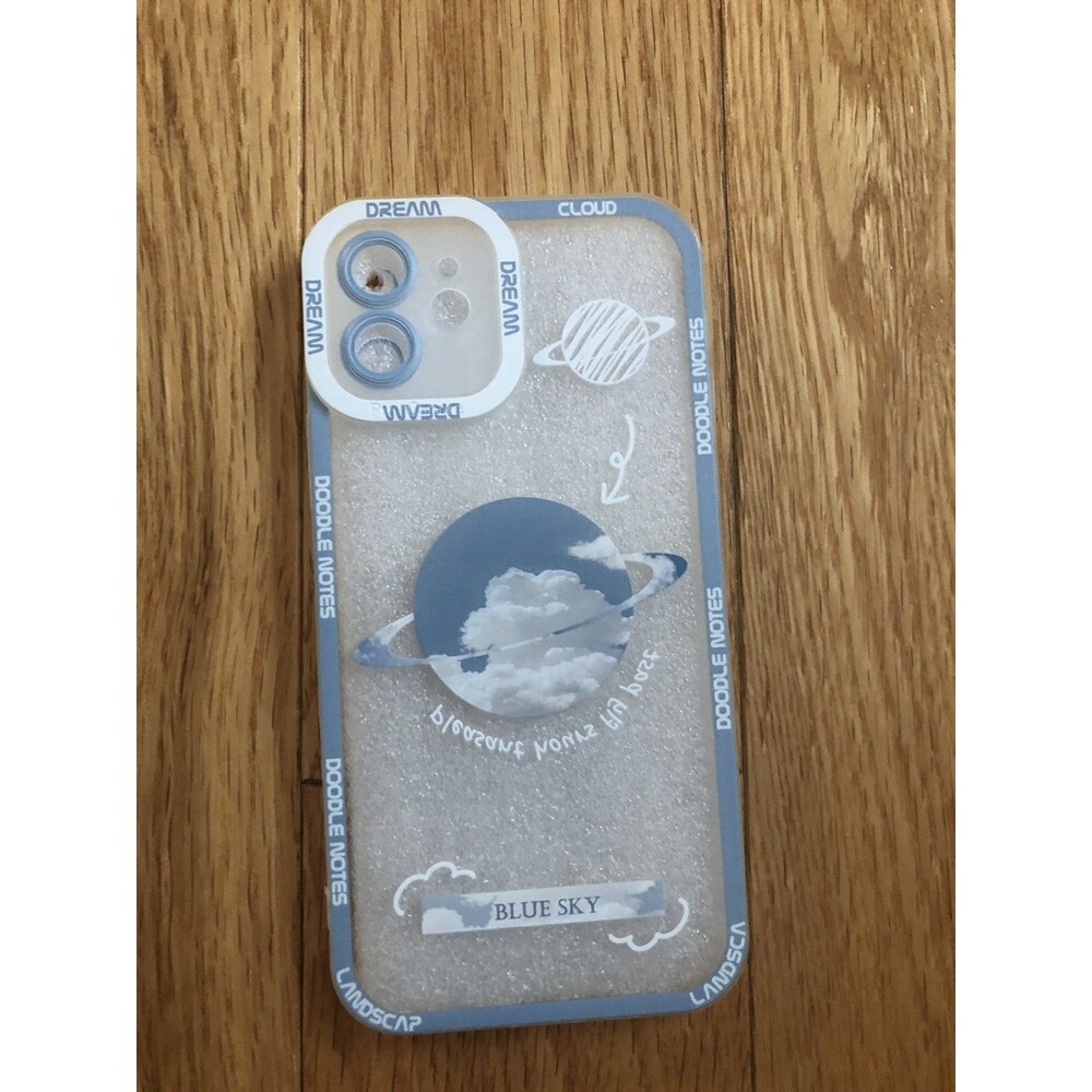 iPhone 12 Case Dream Blue Sky Doodle Notes Silicone Back Cover Case